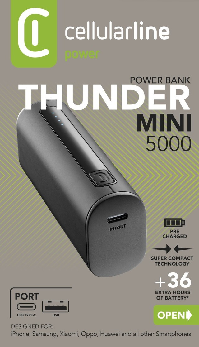 Cellularline PBNEWTANK5000K  Cellularline Power Bank THUNDER 5000